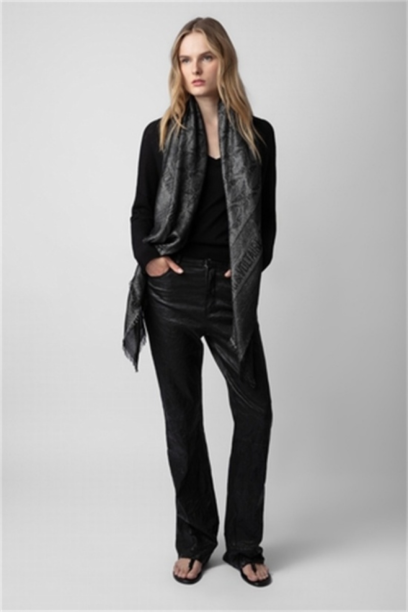 Zadig & Voltaire Glenn Rock Lurex Jac. Scarf Plateadas | ZV-255818